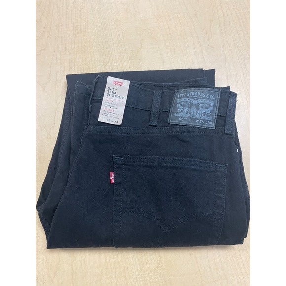 Levis 527 Jeans Men's 38x34 Bootcut Black Denim Western Cowboy Rodeo Casual NWT - Picture 1 of 8